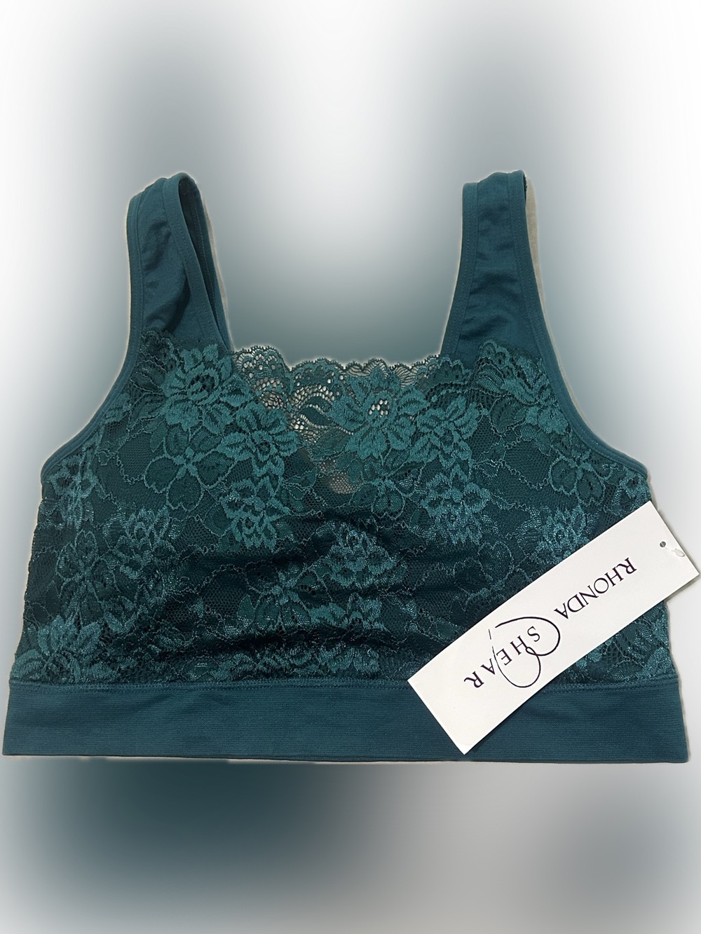 Rhonda Shear Teal Lace Comfort Bralette
